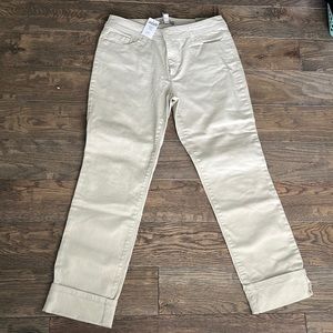 NWT! Chicos Slim Leg Cuffed Jean in Tan